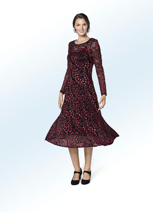 Damenmode - KLAUS MODELLE Kleid, in Größe 038 bis 054, in Farbe SCHWARZ-ROT Ansicht 1