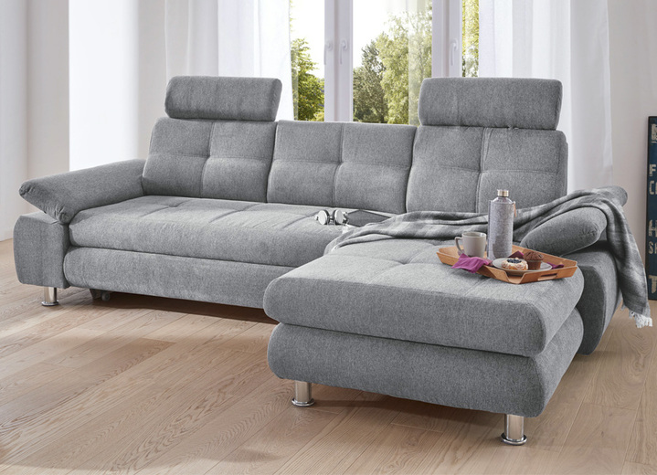 Funktions-Polstermöbel - Formschöne Polsterecke mit Funktion, in Farbe GRAU Ansicht 1