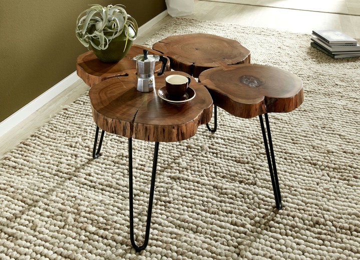 Couchtische - Couchtisch mit massiver Tischplatte, in Farbe AKAZIE-SCHWARZ
