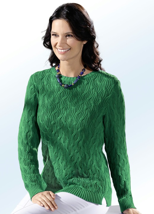 Pullover - Pullover mit Strukturdessin, in Größe 036 bis 050, in Farbe GRÜN Ansicht 1