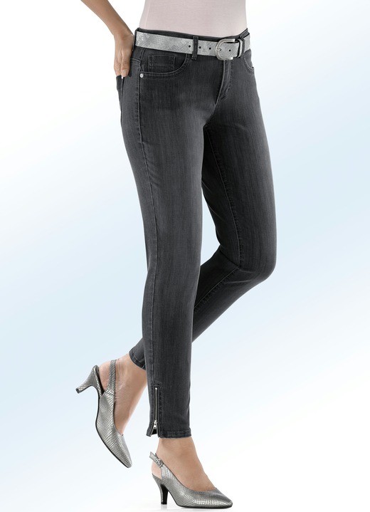 Hosen - Magic-Jeans mit modischen Reißverschlüssen an den Beinabschlüssen, in Größe 017 bis 050, in Farbe ANTHRAZIT Ansicht 1
