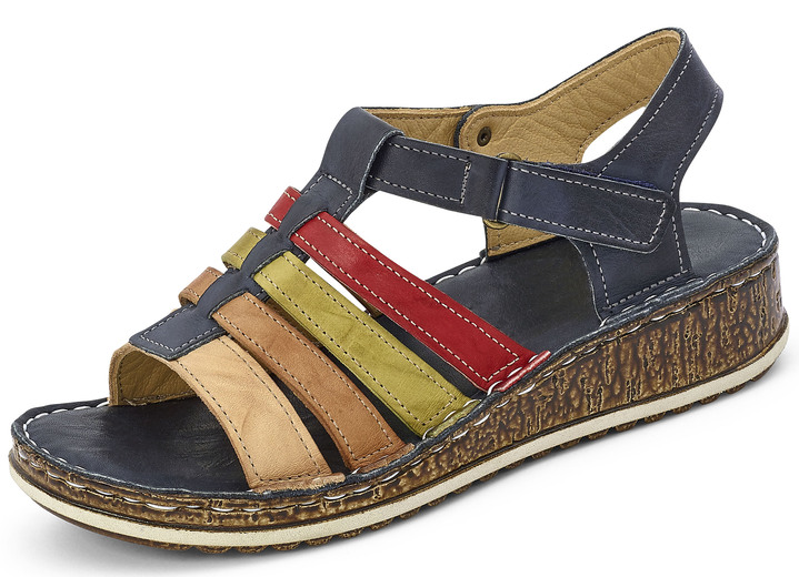 Komfortschuhe - Gemini Riemchen-Sandalette mit praktischem Klettverschluss, in Größe 036 bis 042, in Farbe MARINE-BUNT Ansicht 1