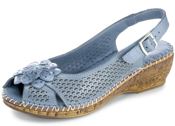 Komfortschuhe - Gemini Sandalette mit Lederblüte, in Größe 036 bis 042, in Farbe JEANS Ansicht 1