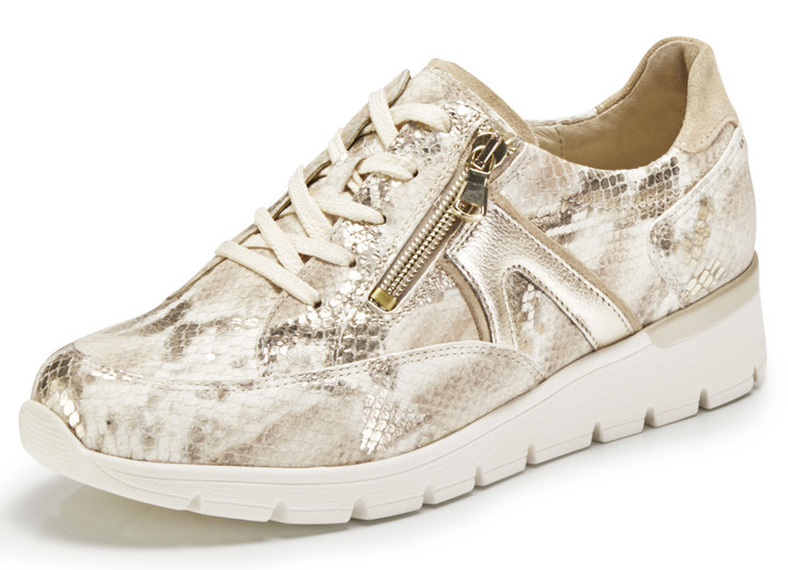 Komfortschuhe - Waldläufer Schnürschuh aus interessantem Materialmix , in Größe 3 1/2 bis 8, in Farbe ECRU-GOLD Ansicht 1