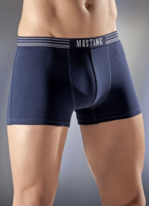 Unterwäsche - Mustang Dreierpack Pants, uni, in Größe L (6) bis XXL (8), in Farbe 2X NAVY, 1X GRAFIT Ansicht 1
