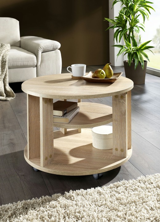 Couchtisch mit 2 Ablageflächen und 4 Rollen - Wohnzimmer ...