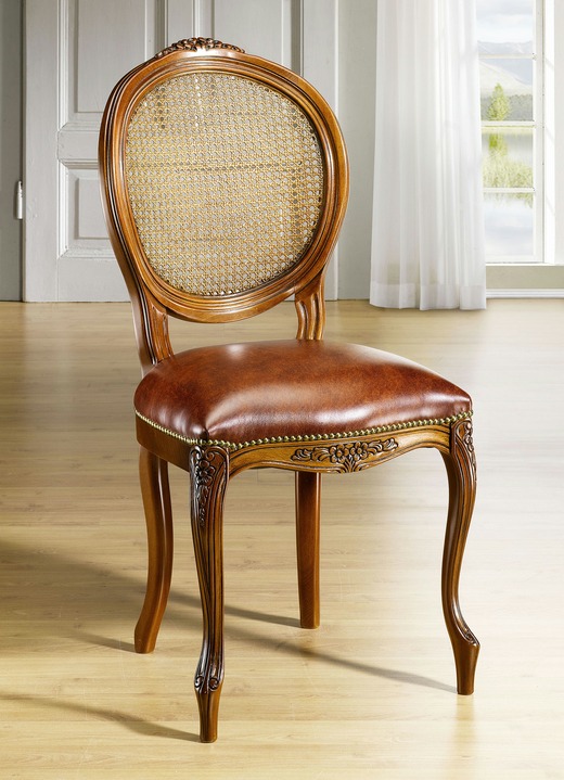 Stilmöbel - Eleganter Stuhl in Nussbaum, in Farbe BRAUN Ansicht 1