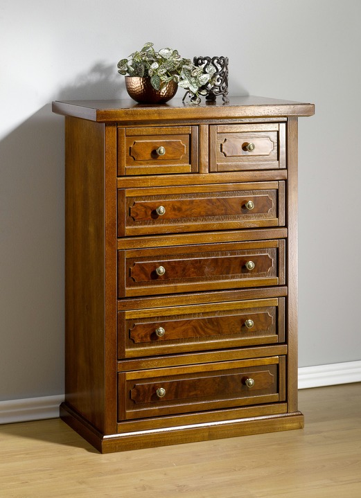 Sideboards & Kommoden - Kommoden mit schöner Wurzelholzzier, in Farbe NUSSBAUM, in Ausführung Schubladenkommode Ansicht 1
