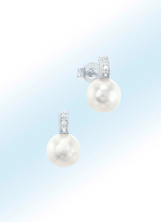 Ohrstecker mit Süßwasser-Zuchtperle und Brillanten