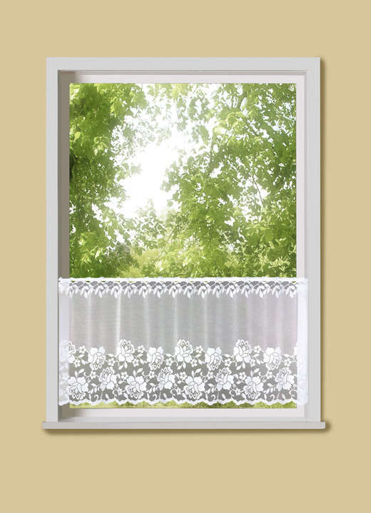 Landhaus & Küche - Toller Kurzstore mit Stangendurchzug, in Größe 660 (H30xB100 cm) bis 876 (H50xB150 cm), in Farbe WEISS Ansicht 1