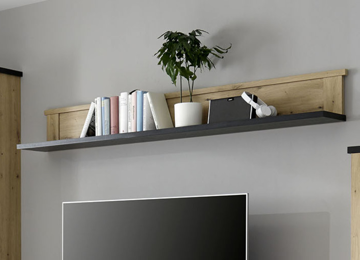 Sideboards & Kommoden - Möbel-Serie mit Korpus und Front im Dekor Artisan Eiche, in Farbe EICHE-SCHWARZ, in Ausführung Wandboard Ansicht 1