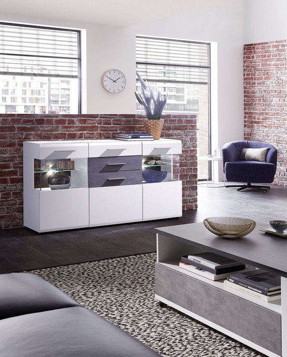 Sideboards & Kommoden - Sideboard mit LED-Beleuchtung, in Farbe WEISS-BETON