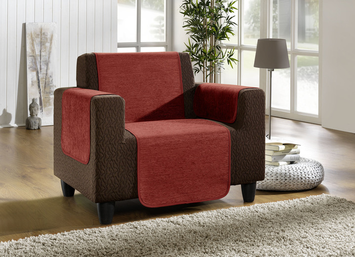 Wohnaccessoires - Wohnaccessoires aus hochwertigem Chenille, in Größe 101 (Sesselschoner, 50x150 cm) bis 905 (Kissenbezüge, 2er-Set, 40x40 cm), in Farbe TERRA Ansicht 1