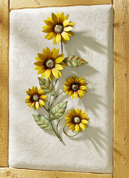 Metall-Wandbilder - Metall - Wanddekoration Sonnenblumen, in Farbe GELB-GRÜN