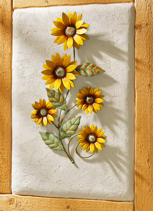 Metall-Wandbilder - Metall - Wanddekoration Sonnenblumen, in Farbe GELB-GRÜN