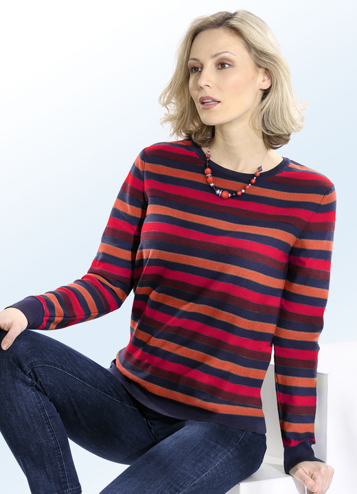 Pullover - Pullover in Ringeldessin, in Größe 036 bis 050, in Farbe MARINE-TERRA-MULTICOLOR Ansicht 1