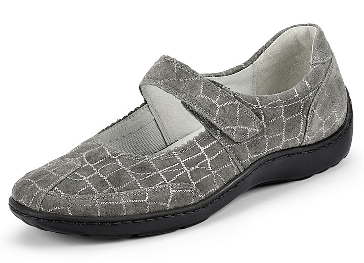 Damenmode - Waldläufer Slipper mit edler Krokoprägung, in Farbe GRAFIT Ansicht 1