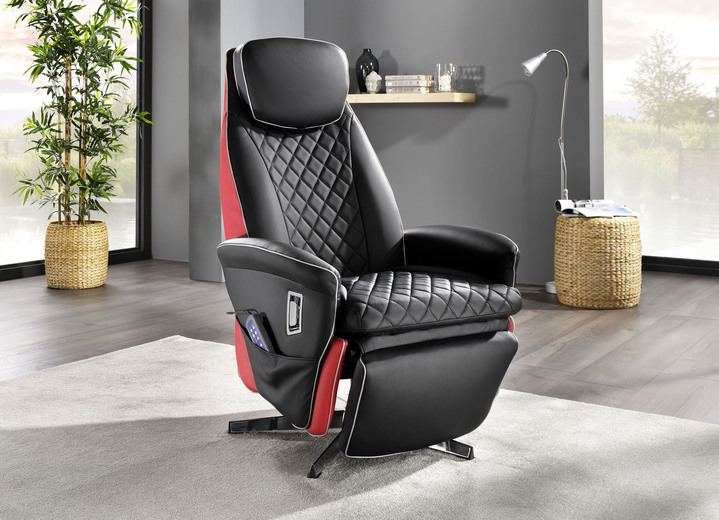 TV- & Relaxsessel - Massagesessel mit Wärmefunktion, in Farbe SCHWARZ-ROT Ansicht 1