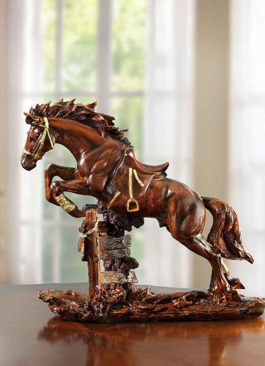 - Skulptur eines Pferdes aus hochwertigem Resin, in Farbe BRAUN-SCHWARZ