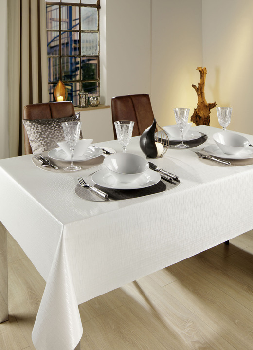 Tischdecken - Hochwertige Tisch- und Raumdekoration, einfach zu reinigen, in Größe 110 (Läufer, 40/140 cm) bis 404 (Kissenbezug, 40/ 40 cm), in Farbe WEISS Ansicht 1