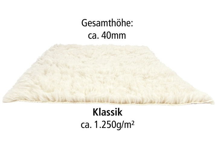 Klassisch - Original griechische Flokati-Teppiche, in Größe 101 (Brücke, 40x60 cm) bis 325 (Bettumrandung, 3-teilig), in Farbe NATUR Ansicht 1