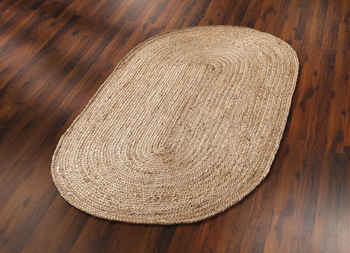 Modern - Brücken und Teppiche aus handgeflochtener Jute, in Größe 118 (Brücke, 90x160 cm) bis 314 (Brücke, oval, 120x180 cm), in Farbe BEIGE Ansicht 1