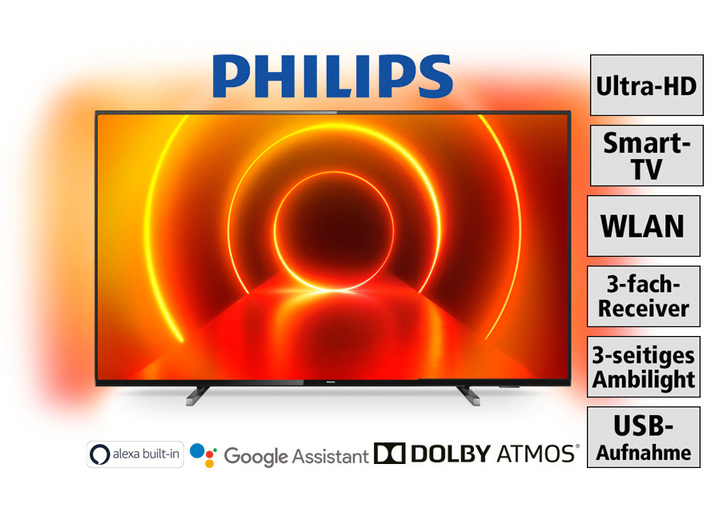- Philips 4K-Ultra-HD-Smart-Ambilight-LED-Fernseher, verschiedene Größen, in Farbe DUNKELGRAU Ansicht 1
