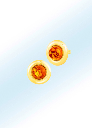 Klassische Ohrstecker mit echt Bernstein