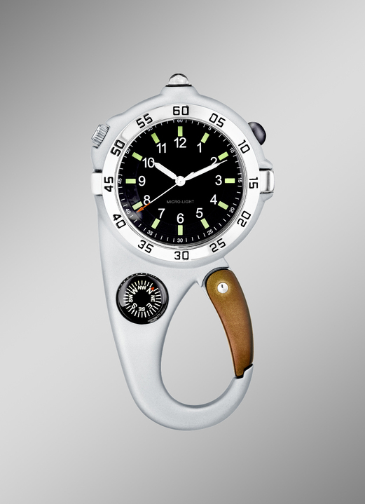 Quartzuhren - Quartz-Karabiner-Uhr mit Taschenlampenfunktion, in Farbe  Ansicht 1