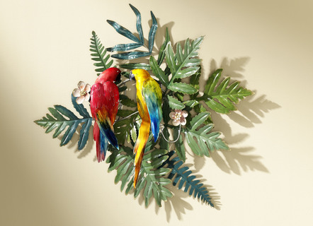 Wanddekoration Papageien aus Metall