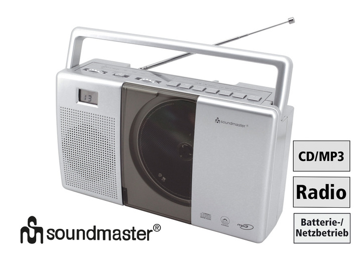 Modern - Soundmaster CD-Kofferradio RCD1185, in Farbe SILBER Ansicht 1