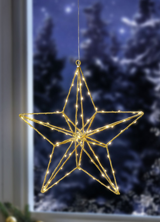 Fensterdekorationen - LED-Stern aus Stahl, in Farbe GOLD Ansicht 1