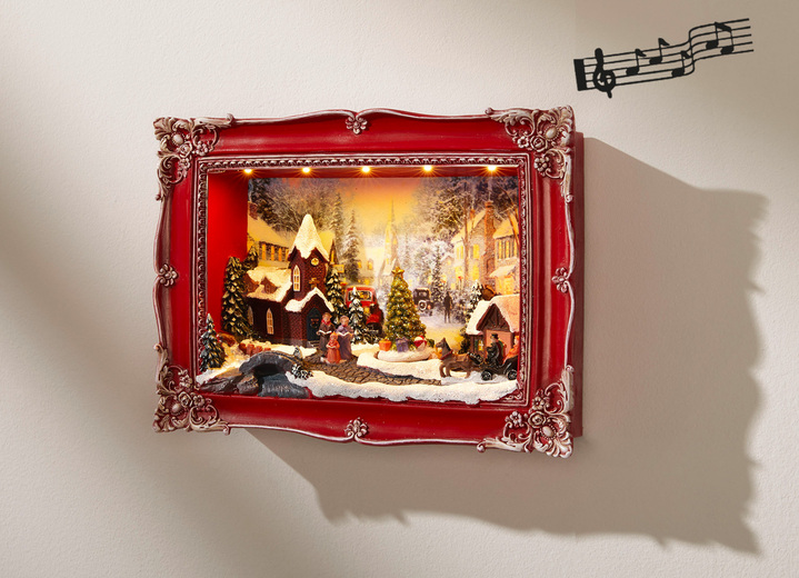 - Bild mit LED-Beleuchtung und Weihnachtsmelodien, in Farbe ROT Ansicht 1
