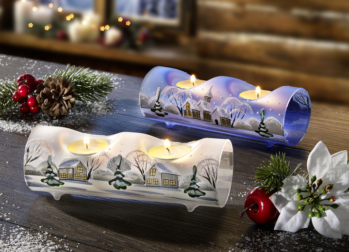 Weihnachtliche Dekorationen - Wunderschöne Teelichthalter aus hochwertigem Glas, in Farbe WEIß