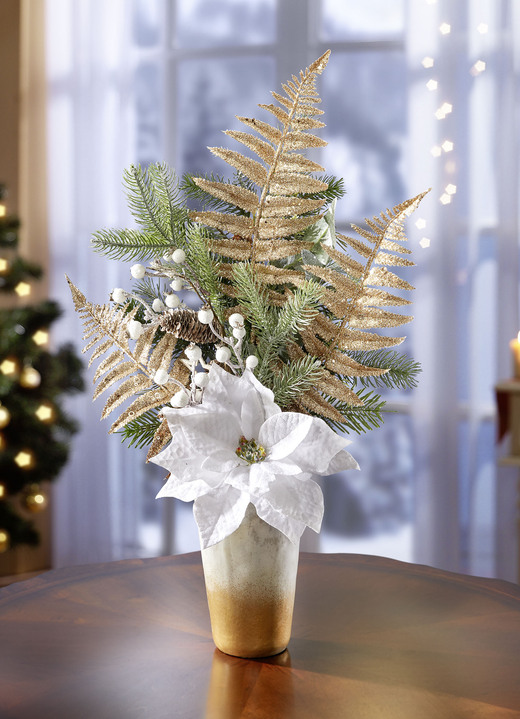 Weihnachten - Poinsettia-Gesteck in Vase , in Farbe WEISS