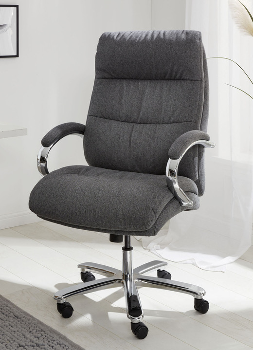Büromöbel - Komfortabler Chefsessel, in Farbe GRAU, in Ausführung Webstoff Ansicht 1