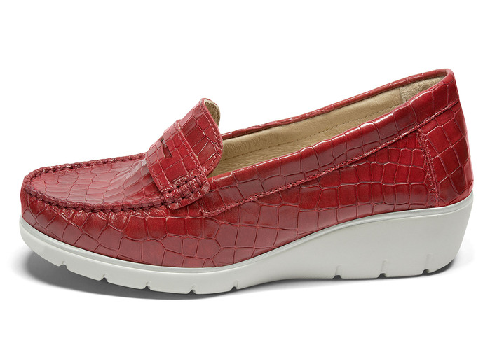 Halbschuhe - Mokassin von Jürgen Hirsch mit Aloe Vera-Ausrüstung, in Größe 036 bis 042, in Farbe ROT Ansicht 1