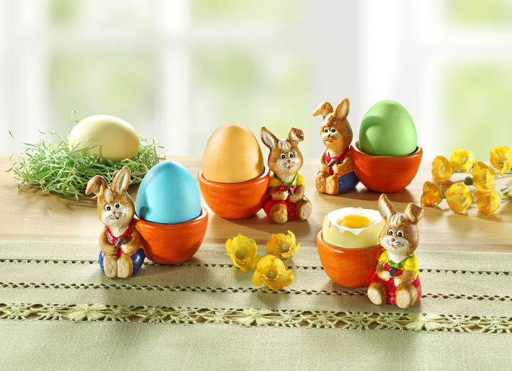 Dekorationen - Eierbecher aus Porzellan, 4er-Set, in Farbe BUNT
