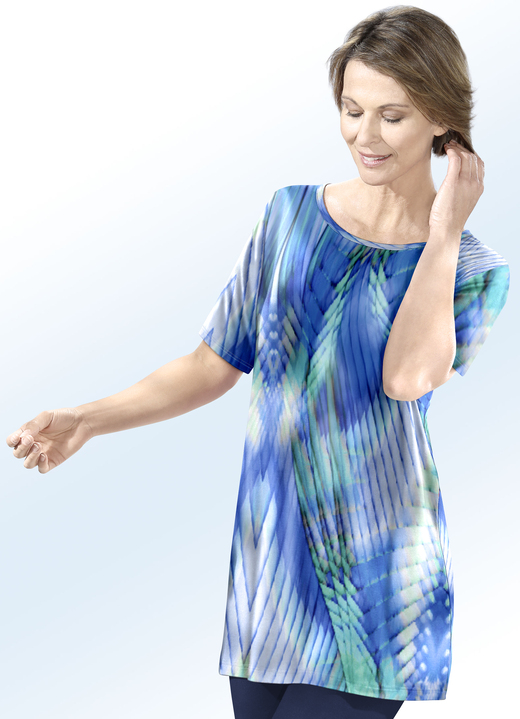 Longshirts - Longshirt mit farbbrillantem Inkjet-Druck, in Größe 040 bis 060, in Farbe BLAU-LAGUNE