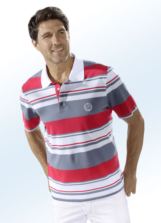 Hemden, Pullover & Shirts - Poloshirt in 2 Farben , in Größe 046 bis 062, in Farbe ROT-BUNT Ansicht 1