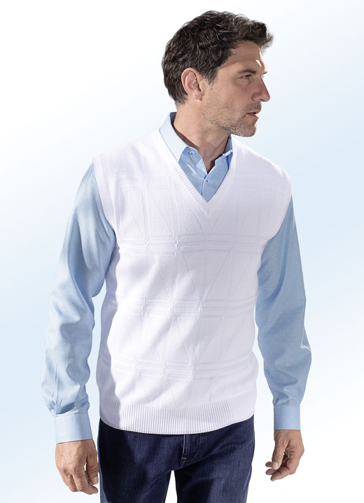 Hemden, Pullover & Shirts - Pullunder mit Strukturmuster in 3 Farben, in Größe 046 bis 062, in Farbe WEISS Ansicht 1