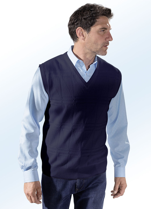 Hemden, Pullover & Shirts - Pullunder mit Strukturmuster in 3 Farben, in Größe 046 bis 062, in Farbe MARINE Ansicht 1