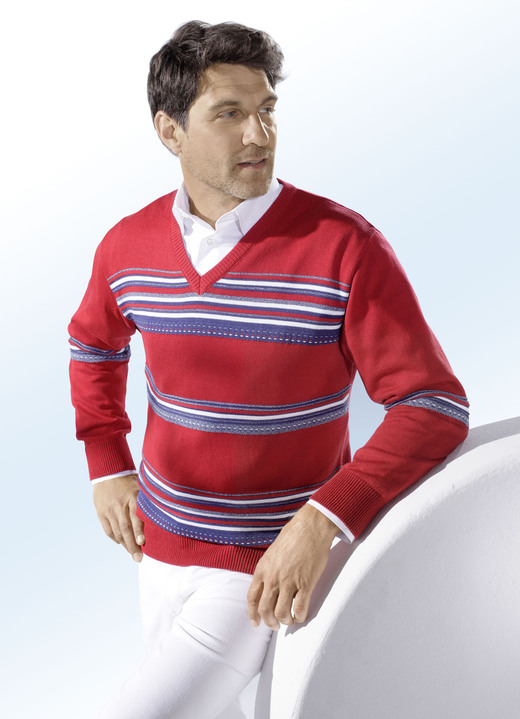 Hemden, Pullover & Shirts - Interessanter roter V-Pullover , in Größe 044 bis 060, in Farbe ROT