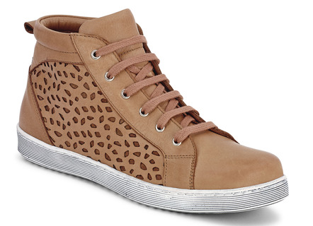 Trendige Schnür-Stiefelette in Cognac