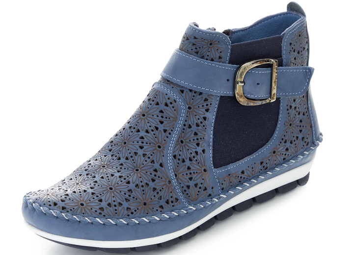 Komfortschuhe - Gemini Mokassin-Stiefelette mit verstellbarer Zierspange , in Größe 035 bis 042, in Farbe ROYALBLAU Ansicht 1