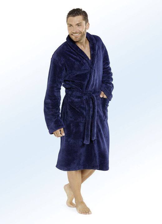 Bademäntel - Bademantel für Damen und Herren, in Größe 3XL (D=56/58 H=64/66) bis XXL (D=52/54 H=60/62), in Farbe MARINE Ansicht 1