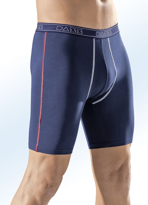 Unterwäsche - Viererpack Longpants, uni mit Kontrastnähten, in Größe 005 bis 011, in Farbe NAVY Ansicht 1