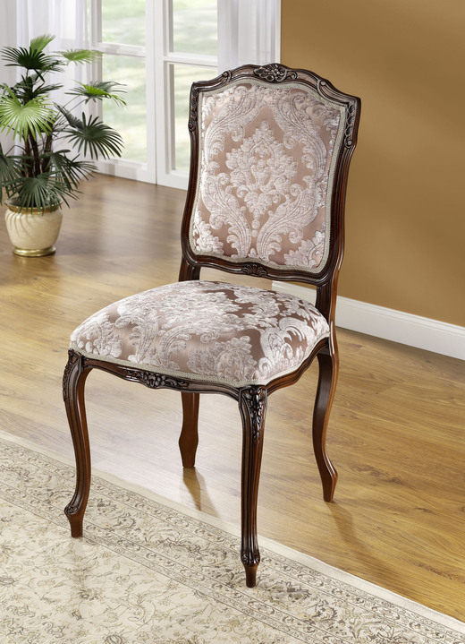 Sitzmöbel - Sitzmöbel auf massivem Buchenholz-Gestell und mit komfortablem Federkern, in Farbe NUSSBAUM-BRAUN, in Ausführung Stuhl