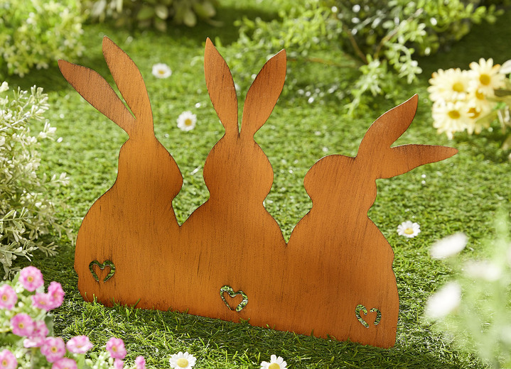 Dekorationen - Garten-Stecker Hasen mit Herz, in Farbe BRAUN