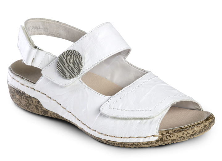 Komfortschuhe - Rieker Sandale mit auffälligem Metallschmuck, in Größe 036 bis 042, in Farbe WEISS Ansicht 1